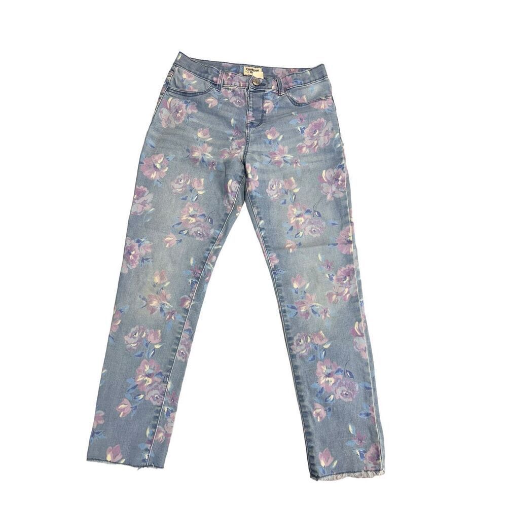 Osh Kosh b’gosh girls 14 light wash purple floral skinny stretch jeans